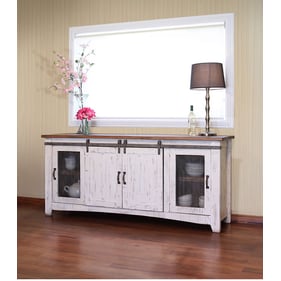 IFD Pueblo White Antiqued Mediun Brown 80 Inch TV Stand