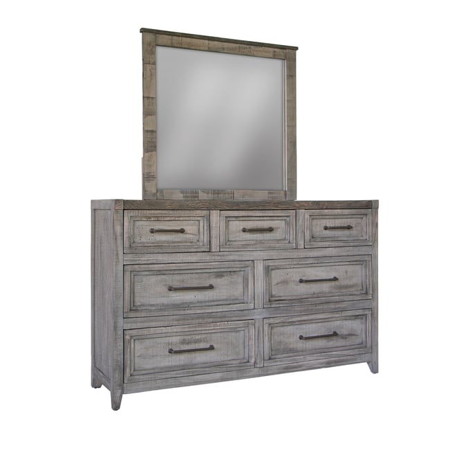 IFD Yellowstone Light Brown 7 Drawer Dresser and Mirror IFD-3871DSR-DRMR