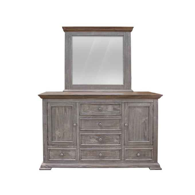 IFD Catalina Weathered Gray 6 Drawer Dresser and Mirror IFD-4021DSR-DRMR