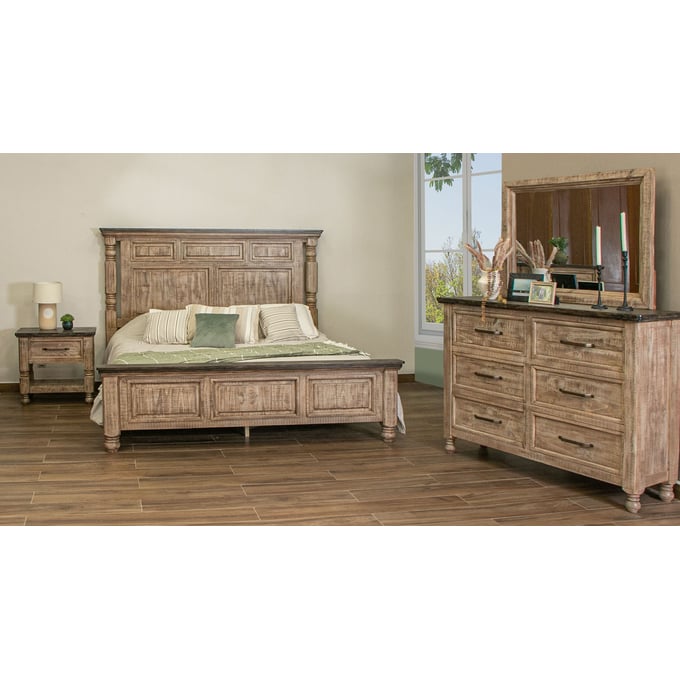 IFD Natural Stone Taupe Brown 4pc King Bedroom Set IFD-4091-EK-BR-S3