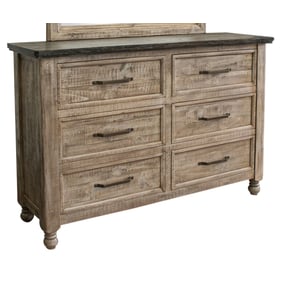 IFD Natural Stone Taupe Brown 6 Drawers Dresser