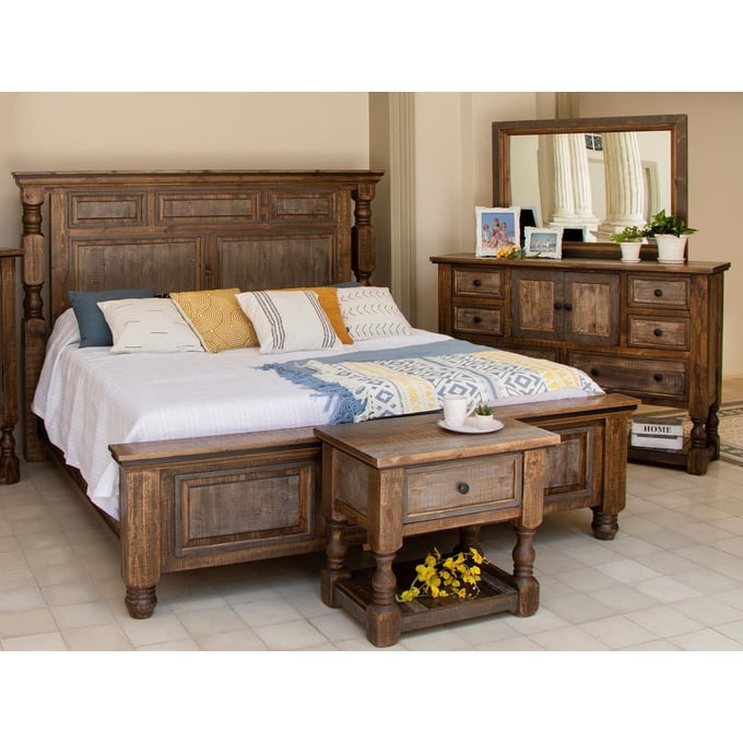 IFD Stone Gray Brown 4pc Queen Bedroom Set IFD-4690HBDEK-BR-S8