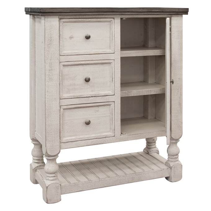 IFD Stone Ivory Antiqued Weathered Gray 3 Drawer Chest IFD-4690CHT