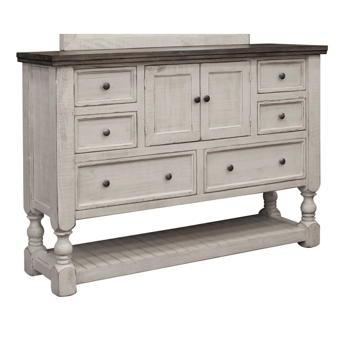 IFD Stone Ivory Antiqued Weathered Gray 2 Door Dresser IFD-4690DSR