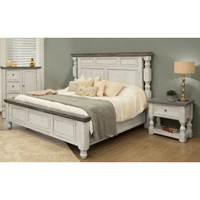 IFD Stone Ivory Antiqued Weathered Gray 2pc King Bedroom Set