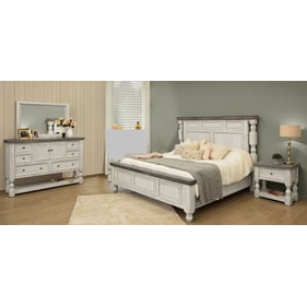 IFD Stone Ivory Antiqued Weathered Gray 4pc King Bedroom Set