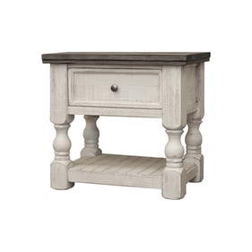 IFD Stone Ivory Antiqued Weathered Gray Drawer Nightstand