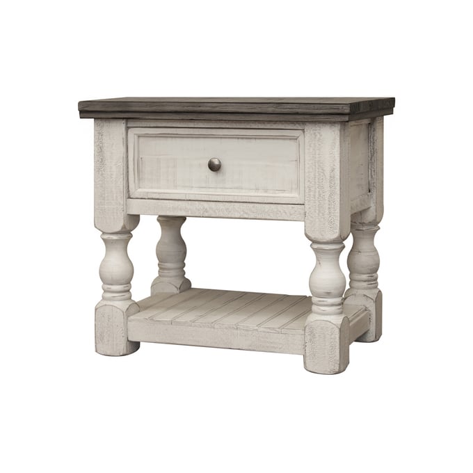 IFD Stone Ivory Antiqued Weathered Gray Drawer Nightstand IFD-4690NTS