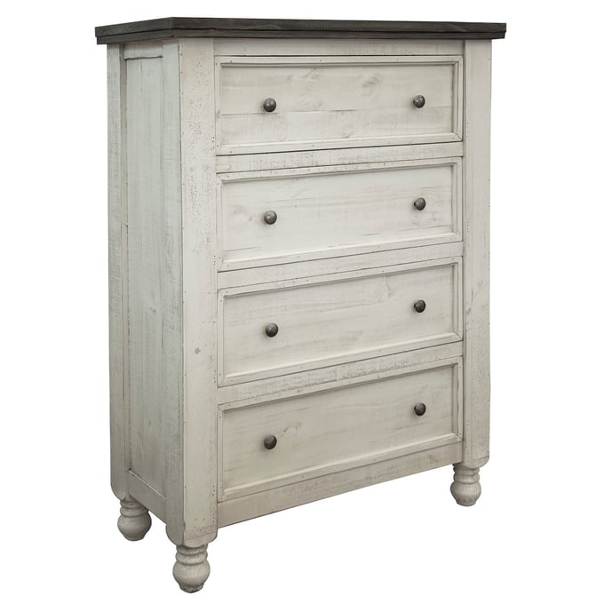 IFD Stone Ivory Antiqued Weathered Gray 4 Drawer Chest IFD-4691CHT