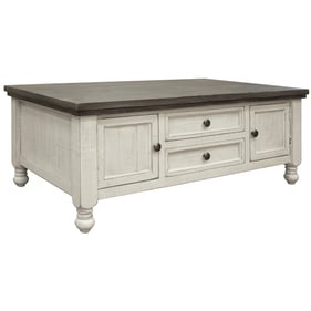 IFD Stone Ivory Antiqued Weathered Gray 4 Drawer 3pc Coffee Table Set