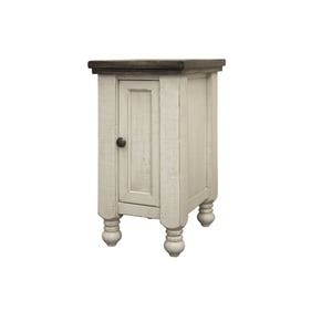 IFD Stone Ivory Antiqued Weathered Gray Door Chairside Table