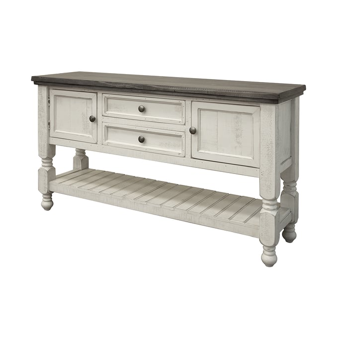 IFD Stone Ivory Antiqued Weathered Gray 2 Drawer Sofa Table IFD-4691SOF