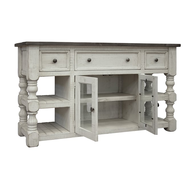 IFD Stone Ivory Antiqued Weathered Gray 60 Inch TV Stand IFD-4691STD60