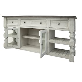 IFD Stone Ivory Antiqued Weathered Gray 70 Inch TV Stand