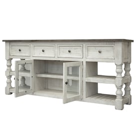 IFD Stone Ivory Antiqued Weathered Gray 80 Inch TV Stand