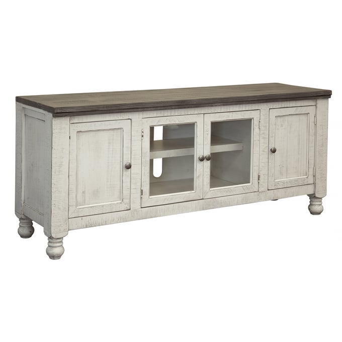 IFD Stone Ivory Antiqued Weathered Gray 4 Door TV Stand IFD-4692STD