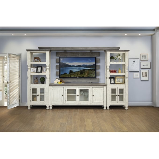 IFD Stone Ivory Antiqued Weathered Gray Entertainment Center IFD-4692STD-ENT