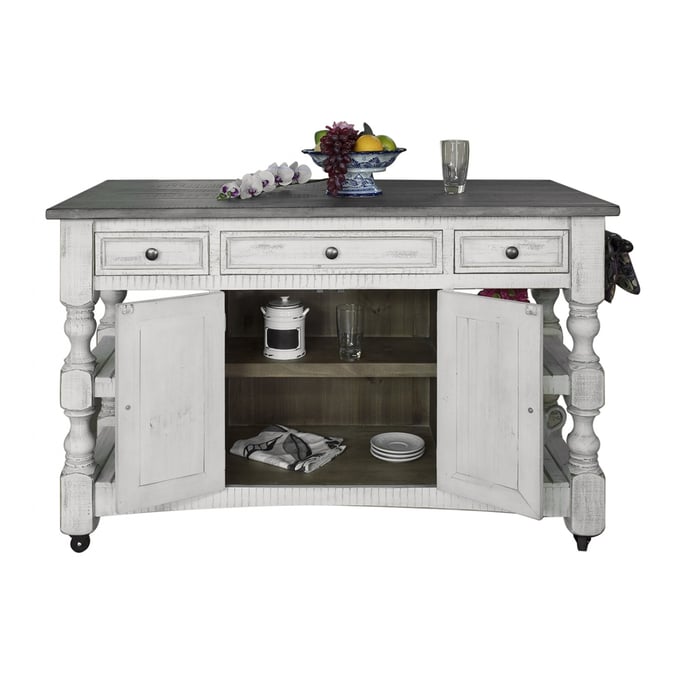 IFD Stone Ivory Antiqued Weathered Gray Kitchen Island IFD-469ISLAND