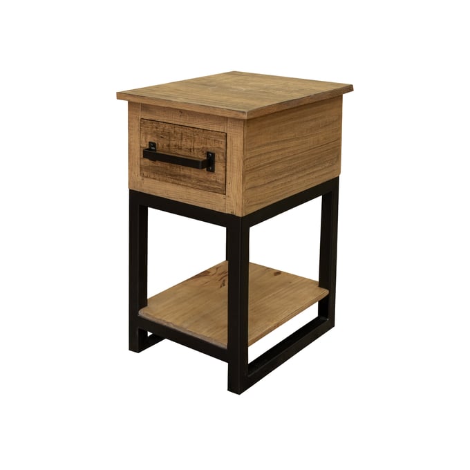 IFD Olivo Natural Brown Drawer Chair Side Table IFD-5411CST