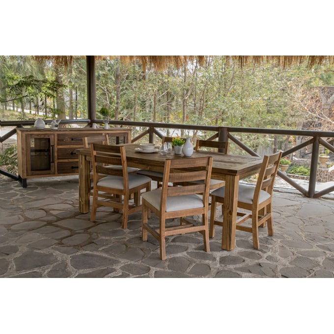 IFD Olivo Natural Brown 7pc Dining Room Set IFD-5411TBL-DR-S1