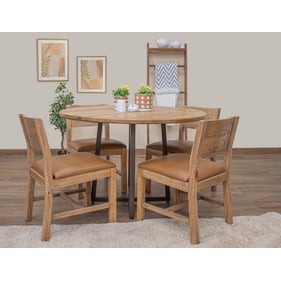 IFD Tulum Natural Brown Round 5pc Dining Room Set