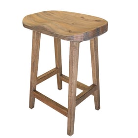 IFD Tulum Natural Brown 24 Inch Wooden Stool