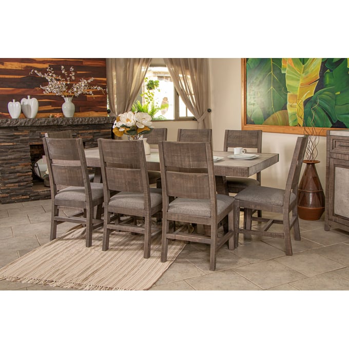 IFD Marble Warm Natural Gray 9pc Dining Room Set IFD-6391TBL-DR-S1