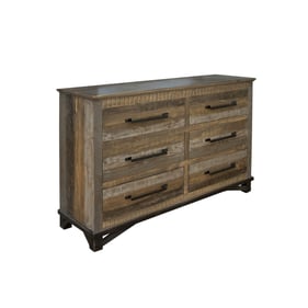 IFD Loft Brown Two Tone Gray 6 Drawer Dresser