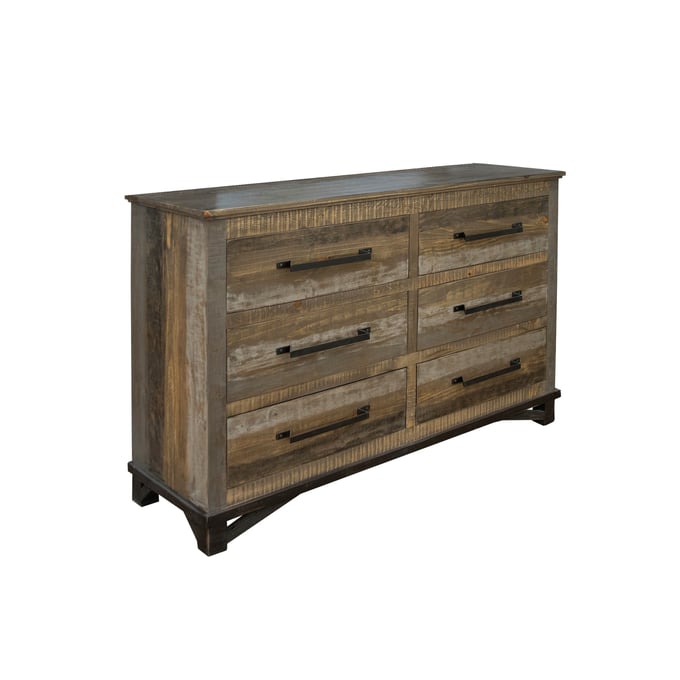 IFD Loft Brown Two Tone Gray 6 Drawer Dresser IFD-6441DSR