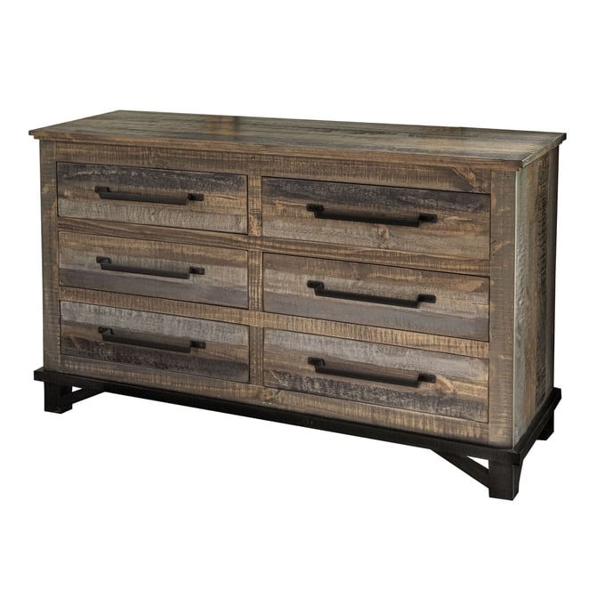 IFD Loft Two Tone Gray Brown 6 Drawer Dresser IFD-6441DSRSM