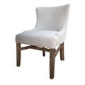 Upholstered Chair,  Beige Fabric & Dark brown legs **