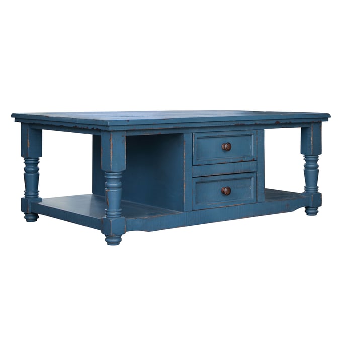 IFD Aruba Dark Blue 4 Drawer 3pc Coffee Table Set IFD-7331CKTDK-OCT-S1