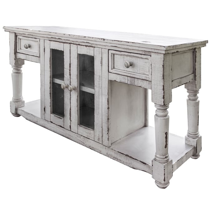 IFD Aruba White Antiqued 2 Drawer Sofa Table IFD-7331SOFWT