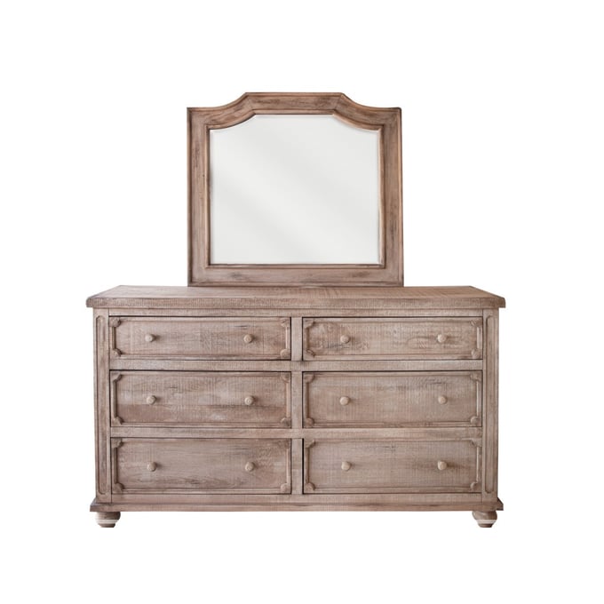 IFD Aruba Natural 6 Drawer Dresser and Mirror IFD-7332DSR-DRMR