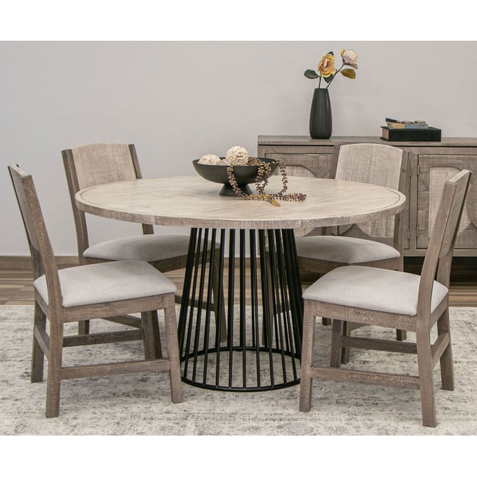 IFD Cosala Off White Gray 5pc Dining Room Set IFD-8081RND-DR-S1