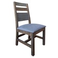 Solid Wood Chair w/Fabric seat, Gray Finish**