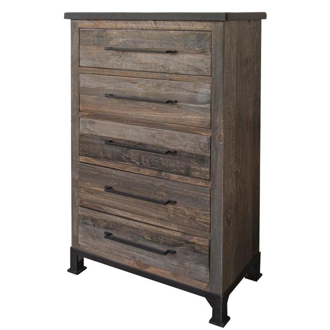 IFD Antique Two Tone Gray Brown 5 Drawer Chest IFD-9771CHT