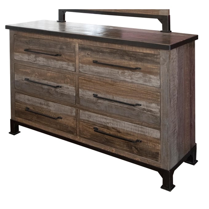 IFD Antique Two Tone Gray Brown 6 Drawer Dresser IFD-9771DSR