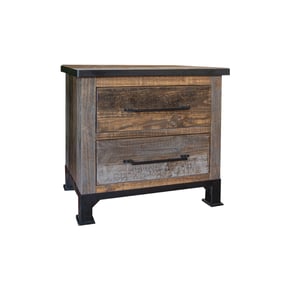 IFD Antique Two Tone Gray Brown 2 Drawer Night Stand