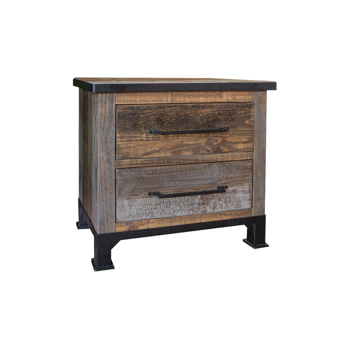 IFD Antique Two Tone Gray Brown 2 Drawer Night Stand IFD-9771NTS