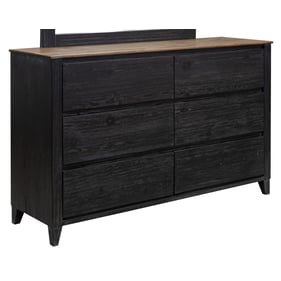 IFD Empire Satin Black Brown 6 Drawer Dresser