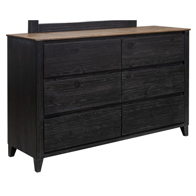 IFD Empire Satin Black Brown 6 Drawer Dresser IFD-9811DSR