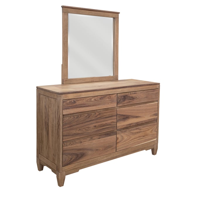 IFD Parota Nova Brown Cappuccino Dresser and Mirror IFD-6211-DRMR