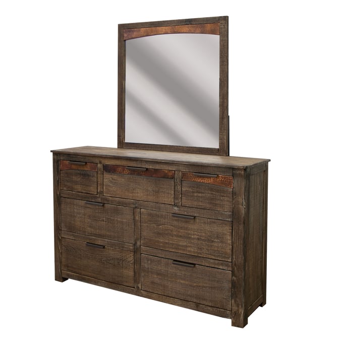 IFD Blackburn Black Copper Dresser and Mirror IFD-7781-DRMR