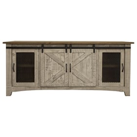 IFD Pueblo White Antiqued 80 Inch TV Stand