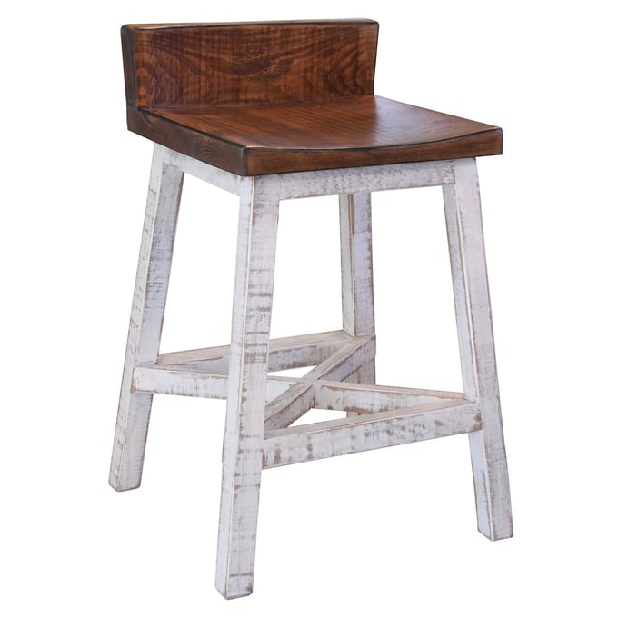 2 IFD Pueblo White Antiqued Mediun Brown 24 Inch Stools IFD-360BS24-W