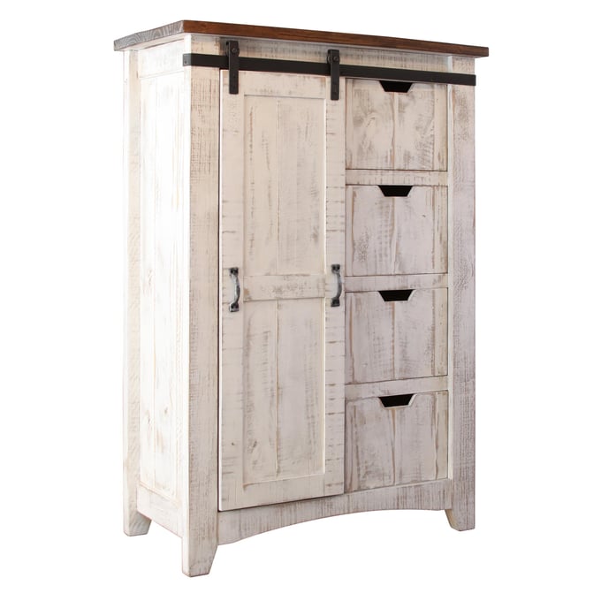 IFD Pueblo White Antiqued Mediun Brown 4 Drawer Chest IFD-360CHEST