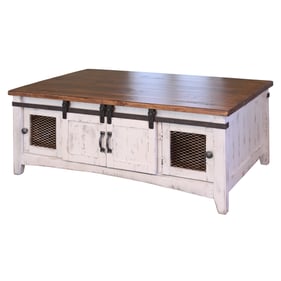 IFD Pueblo White Antiqued Mediun Brown Cocktail Table