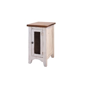 IFD Pueblo White Antiqued Mediun Brown Chair Side Table