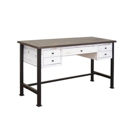 IFD Pueblo White Antiqued Mediun Brown 5 Drawer Desk